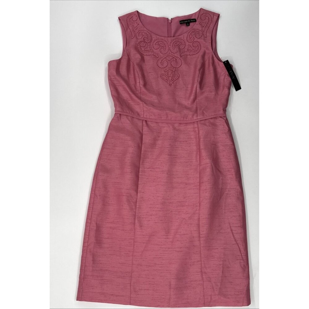 Preston & York Dress Womens 8 Pink Sleeveless Satin Sheath Brunch Career NEW